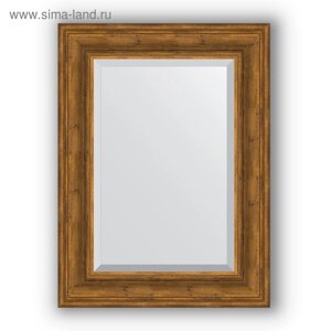 Зеркало с фацетом в багетной раме - травленая бронза 99 мм, 59 х 79 см, Evoform