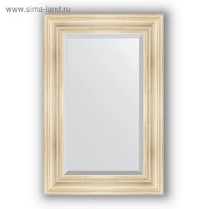 Зеркало с фацетом в багетной раме - травленое серебро 99 мм, 59 х 89 см, Evoform
