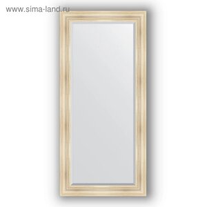 Зеркало с фацетом в багетной раме - травленое серебро 99 мм, 79 х 169 см, Evoform