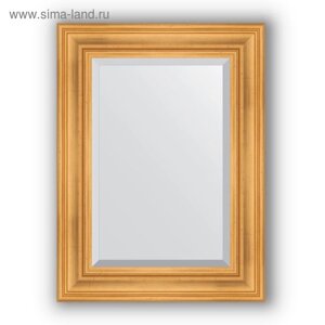 Зеркало с фацетом в багетной раме - травленое золото 99 мм, 59 х 79 см, Evoform