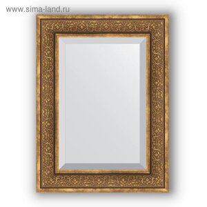 Зеркало с фацетом в багетной раме - вензель бронзовый 101 мм, 59 х 79 см, Evoform