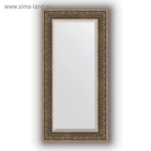 Зеркало с фацетом в багетной раме - вензель серебряный 101 мм, 59 х 119 см, Evoform