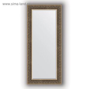 Зеркало с фацетом в багетной раме - вензель серебряный 101 мм, 69 х 159 см, Evoform