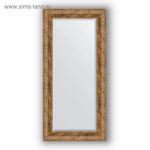Зеркало с фацетом в багетной раме - виньетка античная бронза 85 мм, 55 х 115 см, Evoform