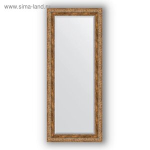 Зеркало с фацетом в багетной раме - виньетка античная бронза 85 мм, 60 х 145 см, Evoform