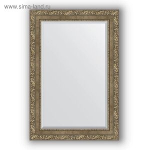 Зеркало с фацетом в багетной раме - виньетка античная латунь 85 мм, 65 х 95 см, Evoform