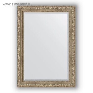 Зеркало с фацетом в багетной раме - виньетка античное серебро 85 мм, 75 х 105 см, Evoform