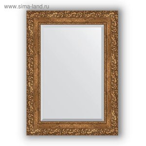 Зеркало с фацетом в багетной раме - виньетка бронзовая 85 мм, 55 х 75 см, Evoform