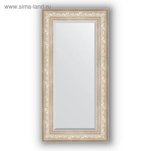 Зеркало с фацетом в багетной раме - виньетка серебро 109 мм, 60 х 120 см, Evoform