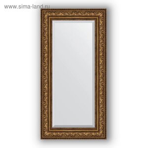 Зеркало с фацетом в багетной раме - виньетка состаренная бронза 109 мм, 60 х 120 см, Evoform