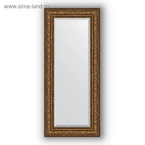 Зеркало с фацетом в багетной раме - виньетка состаренная бронза 109 мм, 60 х 140 см, Evoform