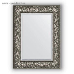 Зеркало с фацетом в багетной раме - византия серебро 99 мм, 59 х 79 см, Evoform