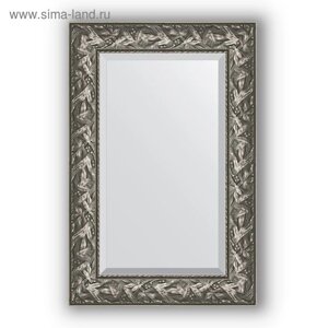 Зеркало с фацетом в багетной раме - византия серебро 99 мм, 59 х 89 см, Evoform