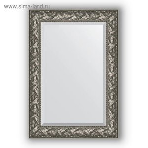 Зеркало с фацетом в багетной раме - византия серебро 99 мм, 69 х 99 см, Evoform