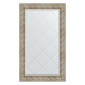 Зеркало с гравировкой в багетной раме, барокко серебро 106 мм, 80x135 см