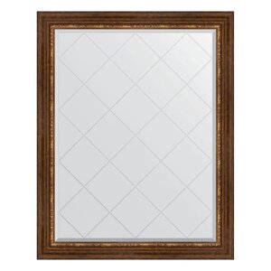 Зеркало с гравировкой в багетной раме, римская бронза 88 мм, 96x121 см
