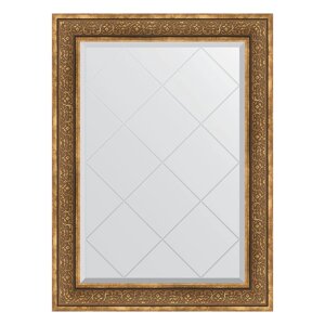 Зеркало с гравировкой в багетной раме, вензель бронзовый 101 мм, 79x106 см