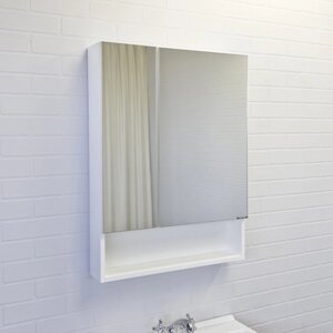 Зеркало шкаф Comforty Никосия 60 для ванной комнаты, цвет белый глянец