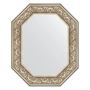 Зеркало в багетной раме, барокко серебро 106 мм, 65x80 см