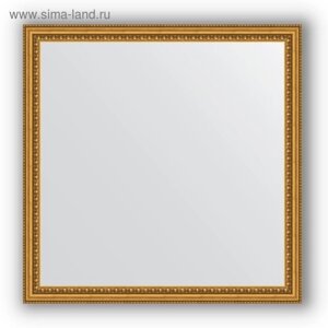 Зеркало в багетной раме - бусы золотые 46 мм, 72 х 72 см, Evoform