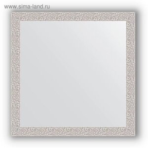 Зеркало в багетной раме - мозаика хром 46 мм, 61 х 61 см, Evoform
