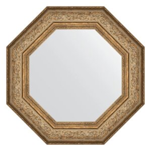 Зеркало в багетной раме, виньетка античная бронза 109 мм, 65x65 см