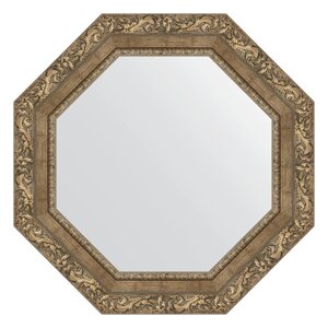 Зеркало в багетной раме, виньетка античная латунь 85 мм, 60x60 см