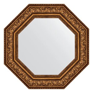 Зеркало в багетной раме, виньетка состаренная бронза 109 мм, 65x65 см