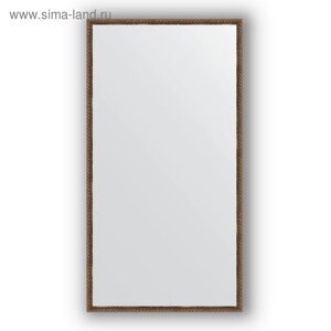 Зеркало в багетной раме - витая бронза 26 мм, 68 х 128 см, Evoform