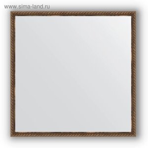 Зеркало в багетной раме - витая бронза 26 мм, 68 х 68 см, Evoform