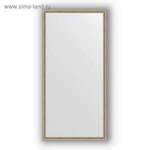 Зеркало в багетной раме - витое серебро 28 мм, 48 х 98 см, Evoform