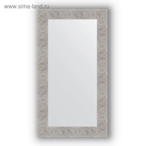 Зеркало в багетной раме - волна хром 90 мм, 60 х 110 см, Evoform