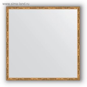 Зеркало в багетной раме - золотой бамбук 24 мм, 67 х 67 см, Evoform