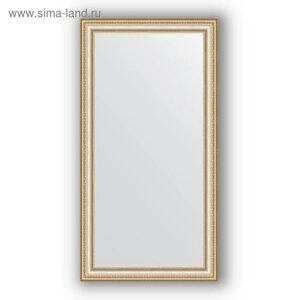 Зеркало в багетной раме - золотые бусы на серебре 60 мм, 55 х 105 см, Evoform