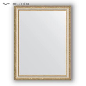 Зеркало в багетной раме - золотые бусы на серебре 60 мм, 65 х 85 см, Evoform