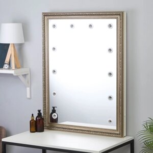 Зеркало «Верона», гримёрное, настенное, в багетной раме, 12 лампочек, 7090 см