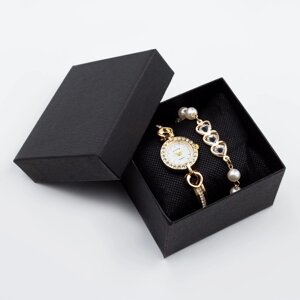 Женский подарочный набор "Майоми" 2 в 1: наручные часы, браслет, d-2.5 см