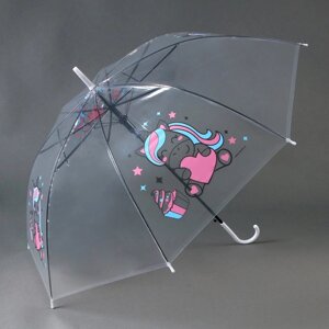 Зонт детский «Единорожка» полуавтомат прозрачный, d=90см