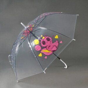 Зонт детский «Котик-единорожка»полуавтомат прозрачный, d=90см