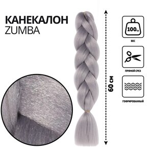 ZUMBA Канекалон однотонный, гофрированный, 60 см, 100 гр, цвет серый (AY40)