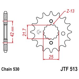 Звезда передняя (ведущая) JTF513 для мотоцикла, стальная, цепь 530, 16 зубьев