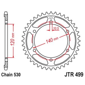 Звезда ведомая JT sprockets JTR499-42, цепь 530, 42 зубья