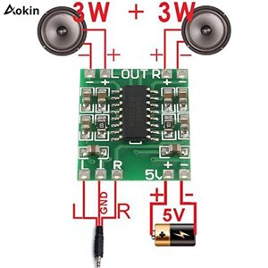 Плата модуля усилителя Aokin PAM8403 Mini PAM8403 2x 3W цифровой звуковой динамик, Плата усилителя звука, модуль питания USB