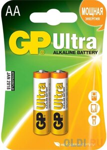 AA Батарейка GP Ultra Alkaline 15AU LR6, 2 шт.