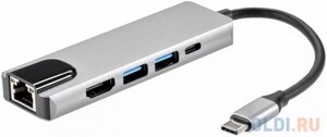 Адаптер USB 3.1 type-cm -HDMI A (m) 4K@30hz, RJ45, 2XUSB3.0, PD, iopen ACU435M