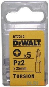 Бита DeWALT DT7212-QZ Torsion для шурупов со шлицем Pozidriv, Pz2x25мм, 5шт.