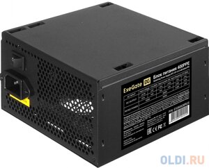Блок питания 400W exegate 400PPE (ATX, APFC, PC, кпд 80%80 PLUS), 12cm fan, 24pin, 4pin, pcie, 5xsata, 3xide, FDD, black, кабель 220V в комплекте)