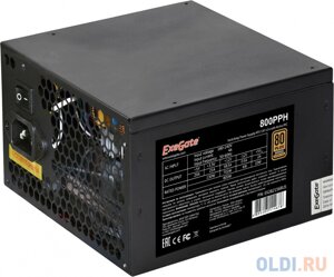 Блок питания 800W exegate 80 PLUS bronze 800PPH (ATX, APFC, кпд 89%80 PLUS bronze), 12cm fan, 24pin, 2x (4+4) pin, 4xpci-E, 8xsata, 4xide, RTL (color