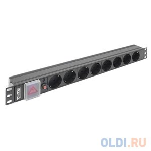 Блок розеток Lanmaster TWT-PDU19-10A8P 8 розеток черный