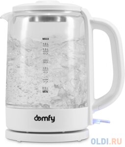 Чайник электрический Domfy DSW-EK304 2200 Вт белый 1.7 л пластик/стекло